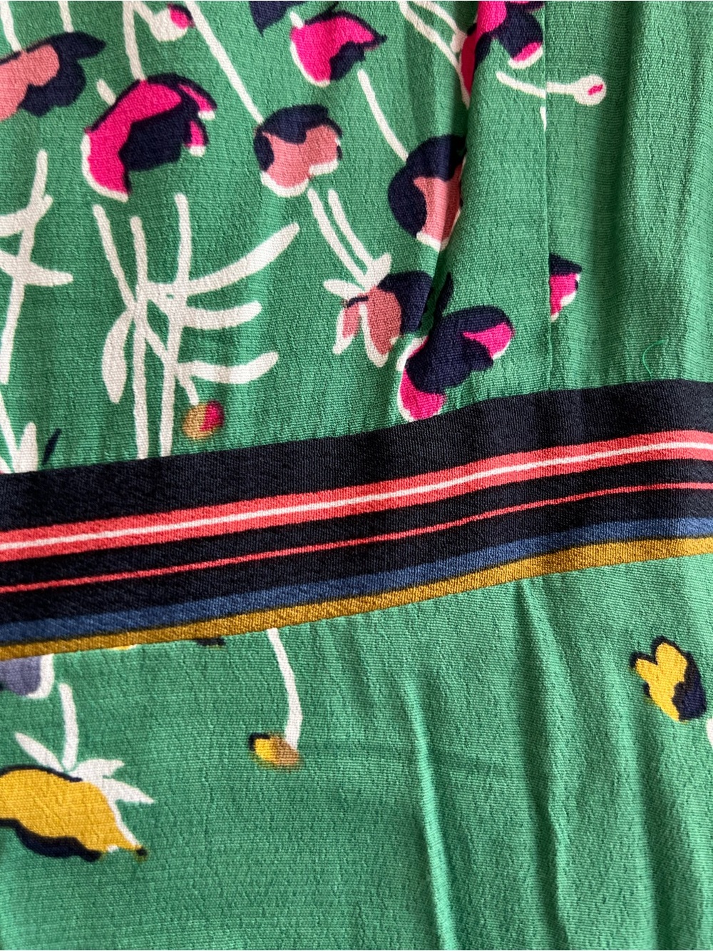 Anthropologie, Maeve, Size 14 Green Floral & White Polka-Dot Wrap Dress - Picture 6 of 8